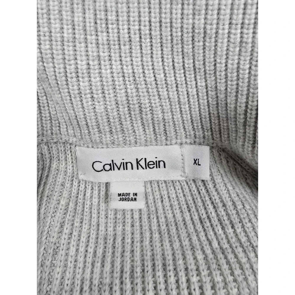 Calvin‎ Klein Mens Ivory Marl 100% Cotton Quarter Zip Sweater Extra Large XL